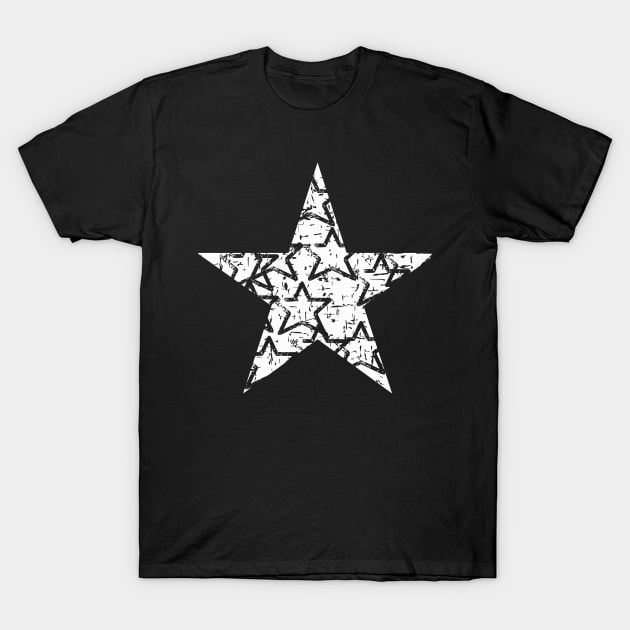 Big White Distressed Star T-Shirt by Vooble